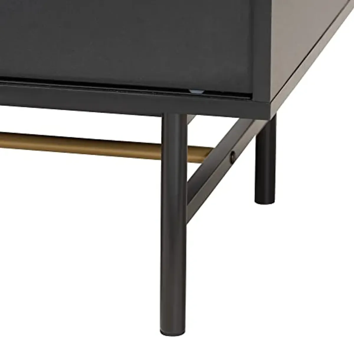 Baxton Studio Truett TV Stand, One Size, Dark Brown/Black/Gold