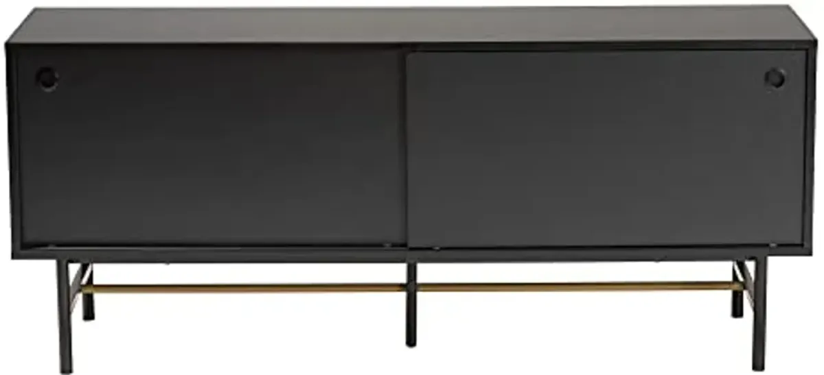 Baxton Studio Truett TV Stand, One Size, Dark Brown/Black/Gold