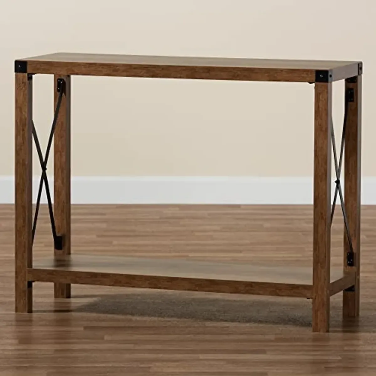 Baxton Studio Rumi Console Table, One Size, Natural Brown/Black