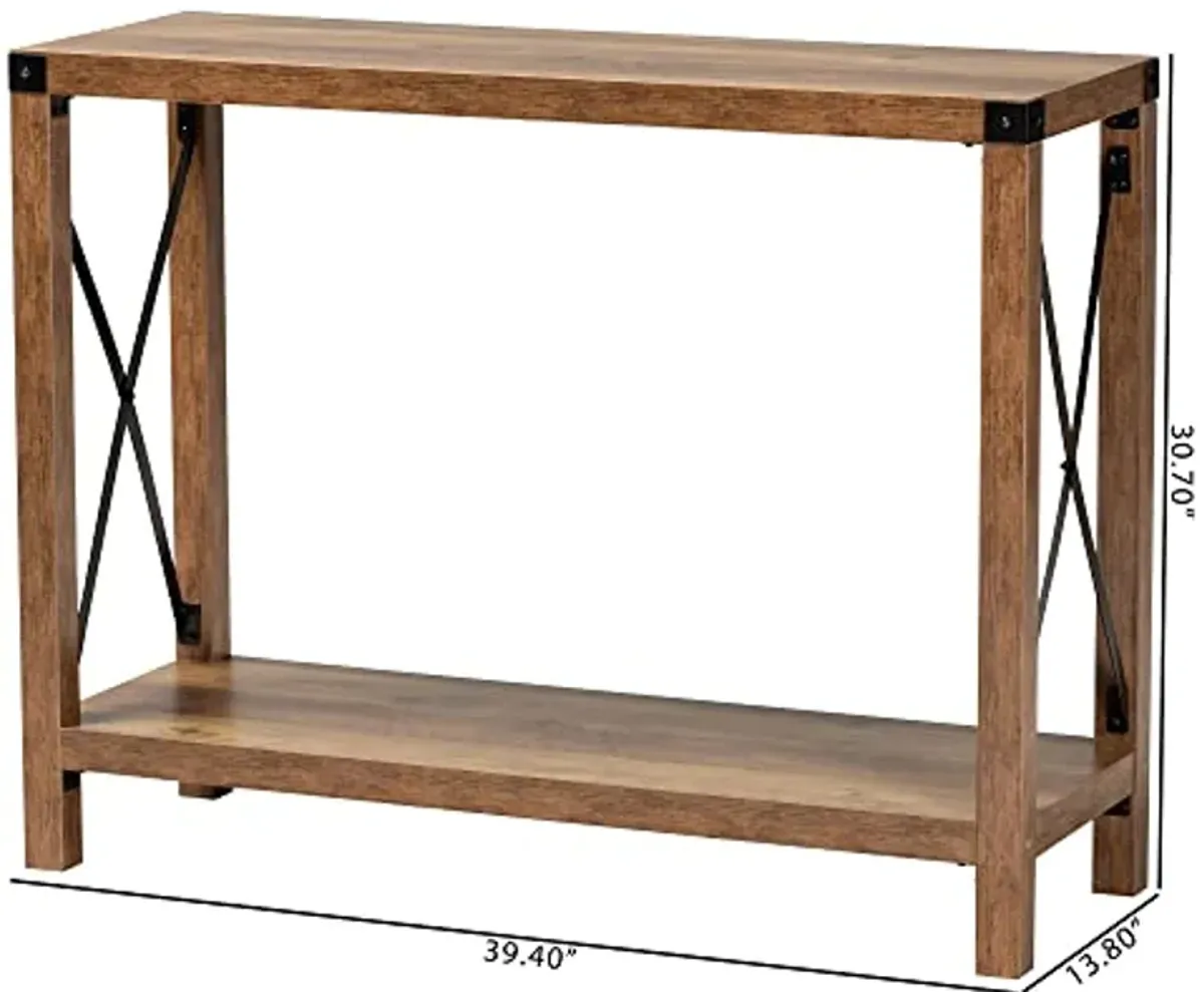 Baxton Studio Rumi Console Table, One Size, Natural Brown/Black