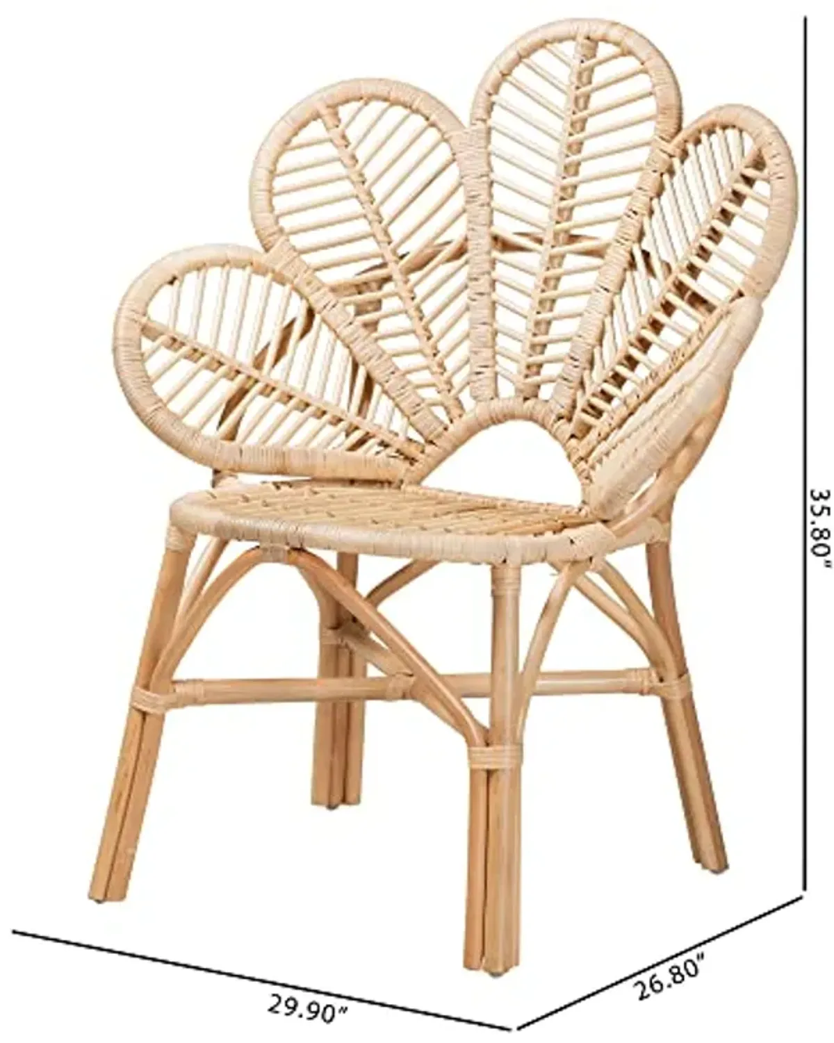 Baxton Studio Bianca Natural Rattan Flower Chair, Large