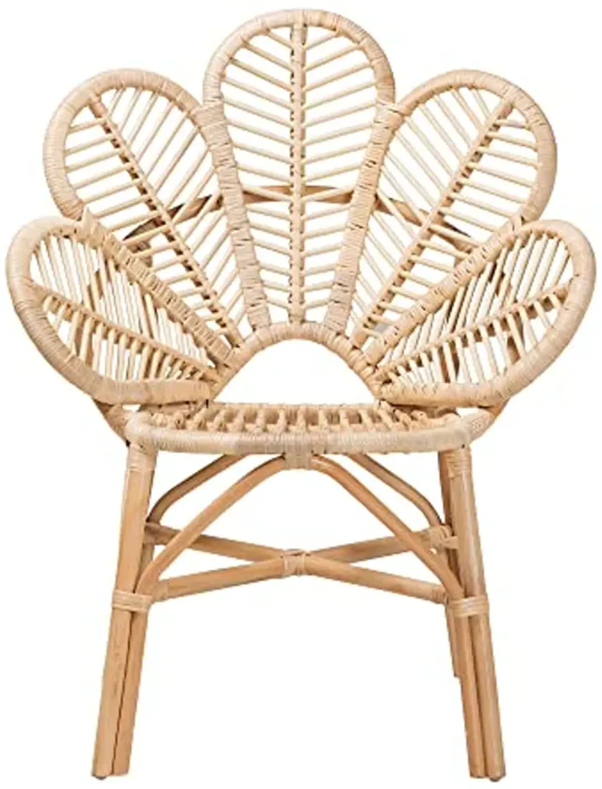 Baxton Studio Bianca Natural Rattan Flower Chair, Large