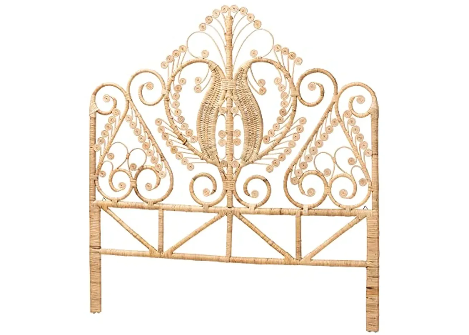 Baxton Studio Caelinus Natural Rattan Standalone Headboard, Queen