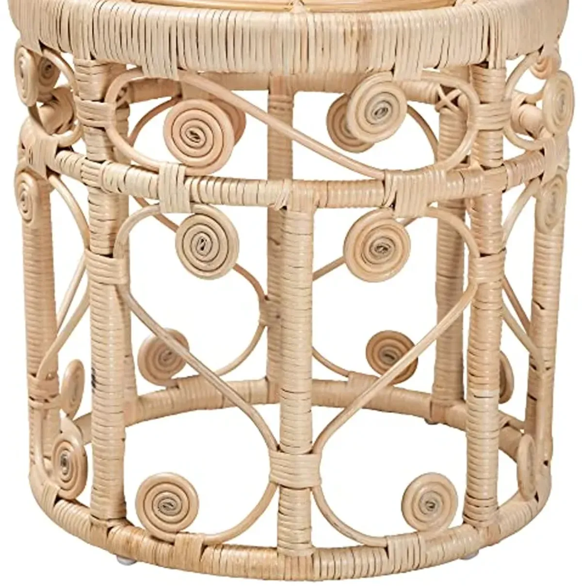 Baxton Studio Bowie Natural Rattan Nesting End Table, 2-Piece Set