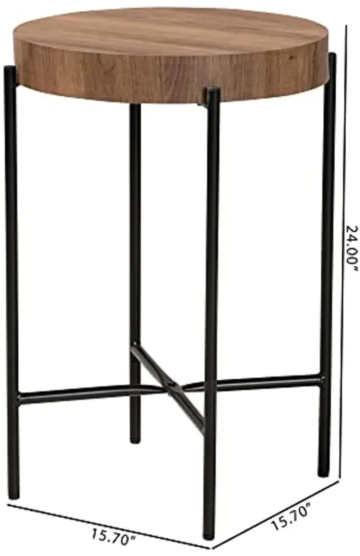 Baxton Studio Savion End Table, One Size, Walnut Brown/Black