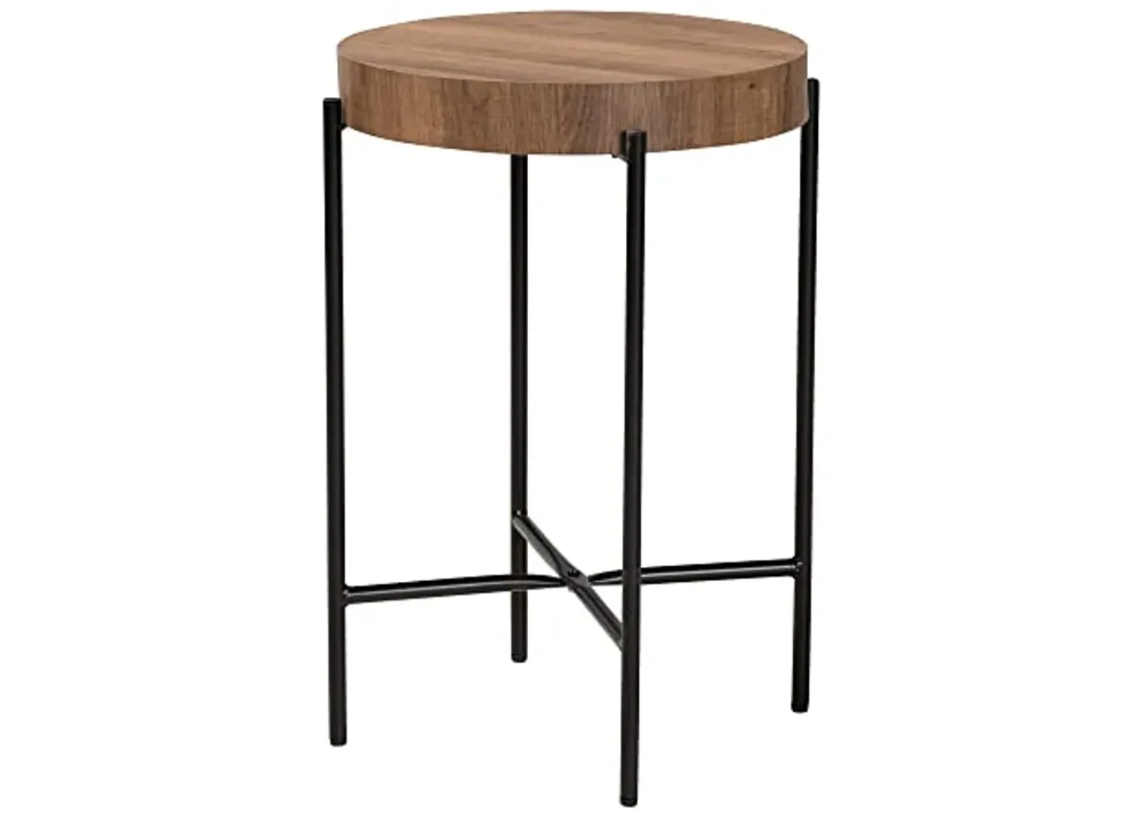 Baxton Studio Savion End Table, One Size, Walnut Brown/Black