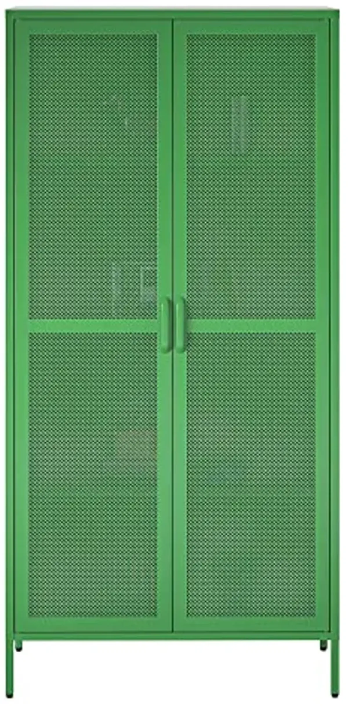 Novogratz Channing Tall 2 Door Storage Cabinet-Mesh Metal Locker, Kelly Green