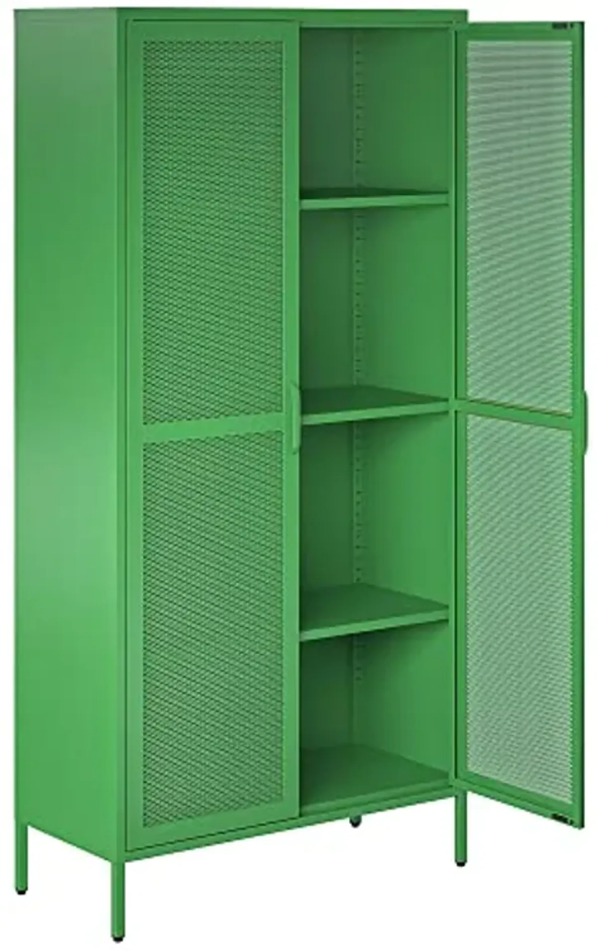 Novogratz Channing Tall 2 Door Storage Cabinet-Mesh Metal Locker, Kelly Green