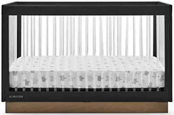 Delta Children James Acrylic 4-in-1 Convertible Crib - Greenguard Gold Certified, Midnight Grey/Acorn