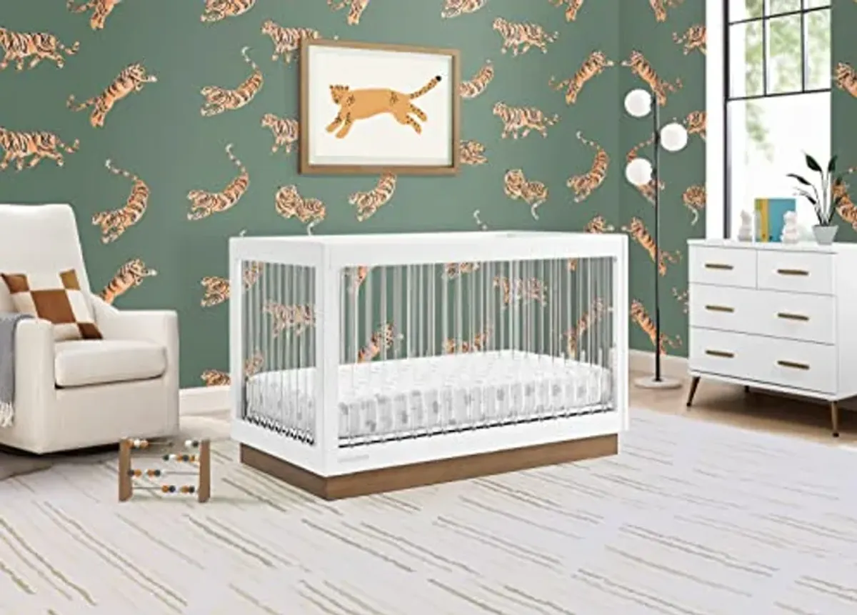 Delta Children James Acrylic 4-in-1 Convertible Crib - Greenguard Gold Certified, Bianca White/Acorn