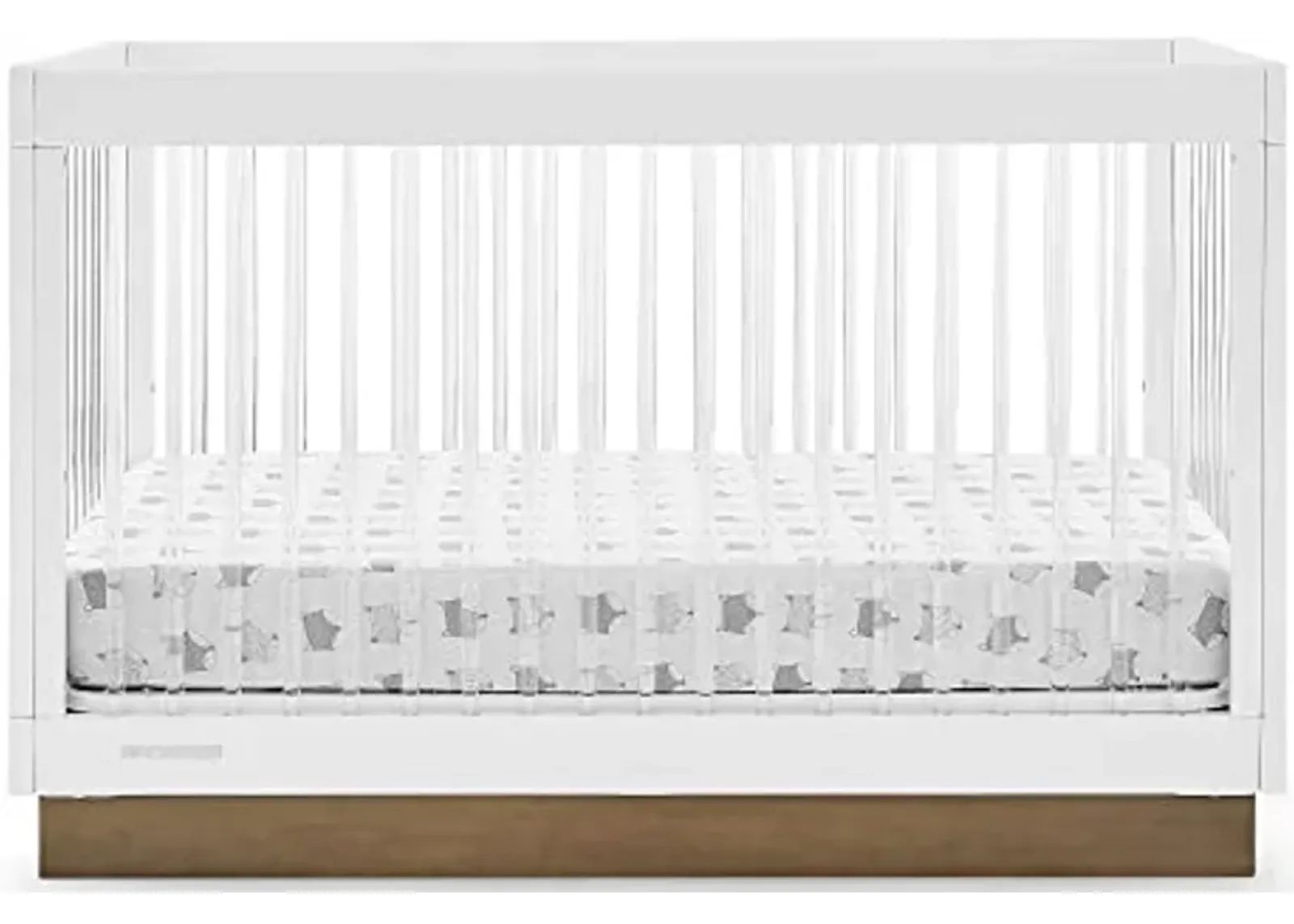 Delta Children James Acrylic 4-in-1 Convertible Crib - Greenguard Gold Certified, Bianca White/Acorn