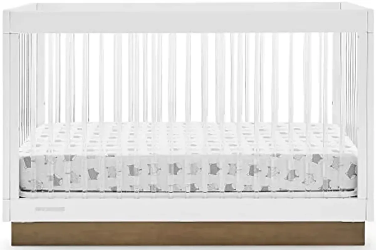 Delta Children James Acrylic 4-in-1 Convertible Crib - Greenguard Gold Certified, Bianca White/Acorn