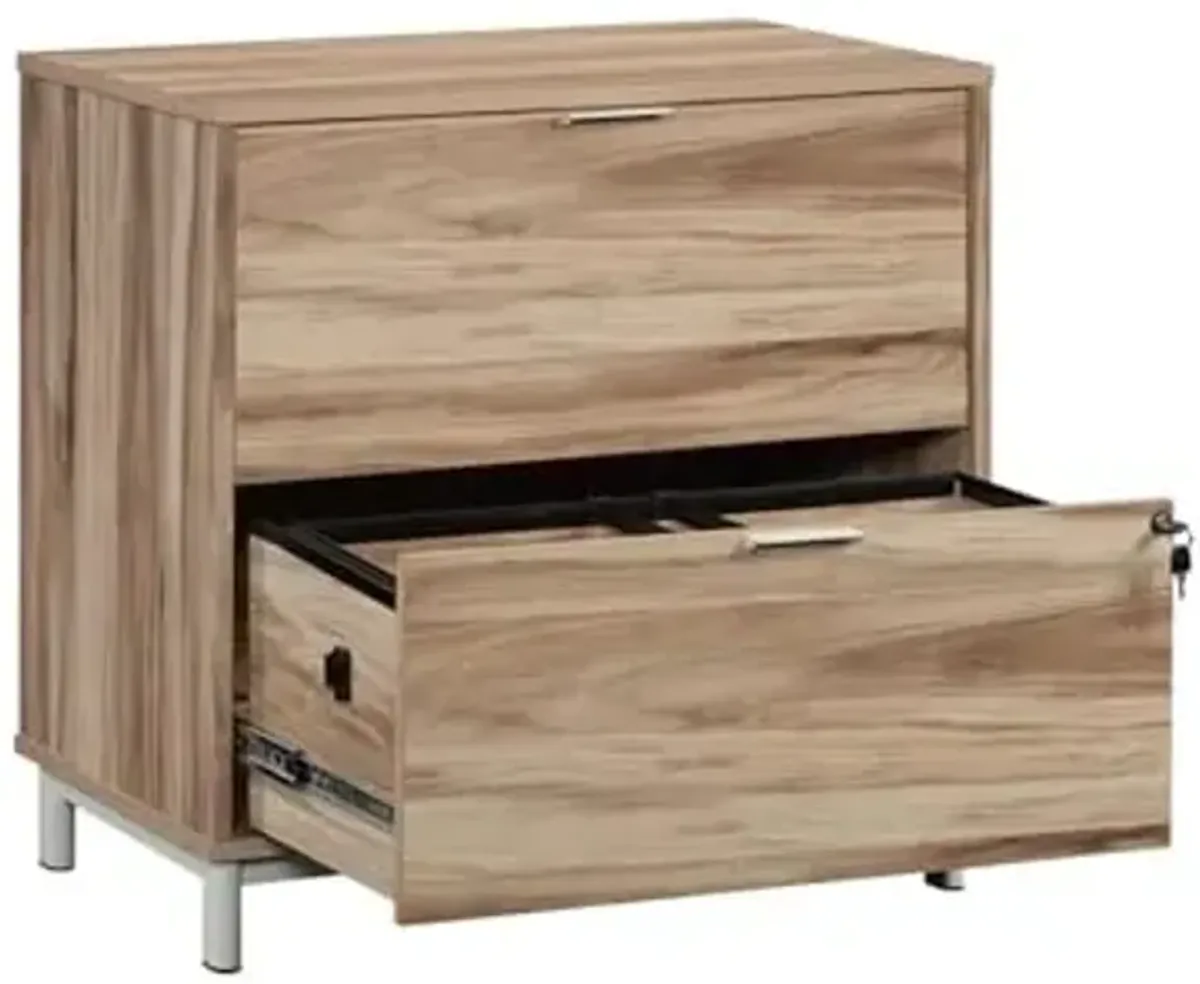 Sauder Bergen Circle Engineered Wood Lateral File in Kiln Acacia/Brown Finish