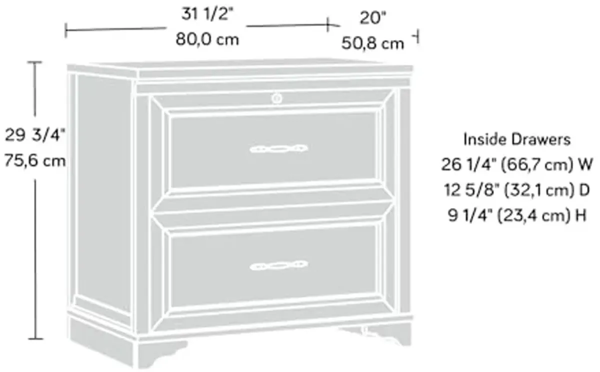 Sauder Rollingwood Lateral File, L: 31.5" x W: 20.0" x H: 29.76", Brushed Oak Finish