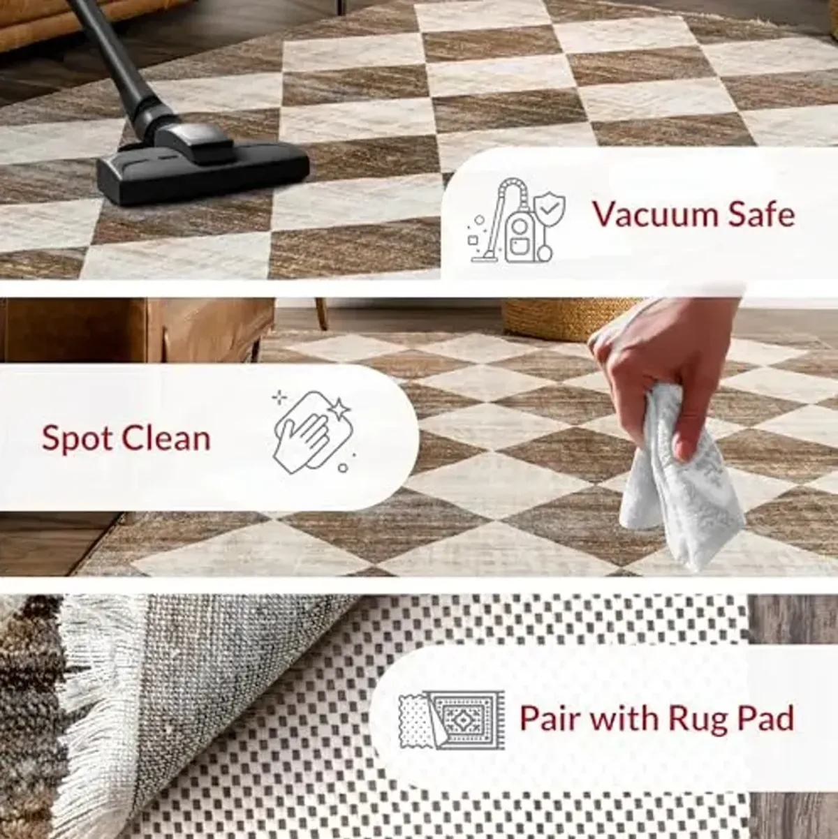 nuLOOM Fringed Performance Meline Beige/Ivory, 6'4" Round, Checkered, Soft and Cozy, High Traffic, Stain Resistant, Easy Clean, Durable Area Rug for Bedroom, Living Room, Dining, Den, Foyer