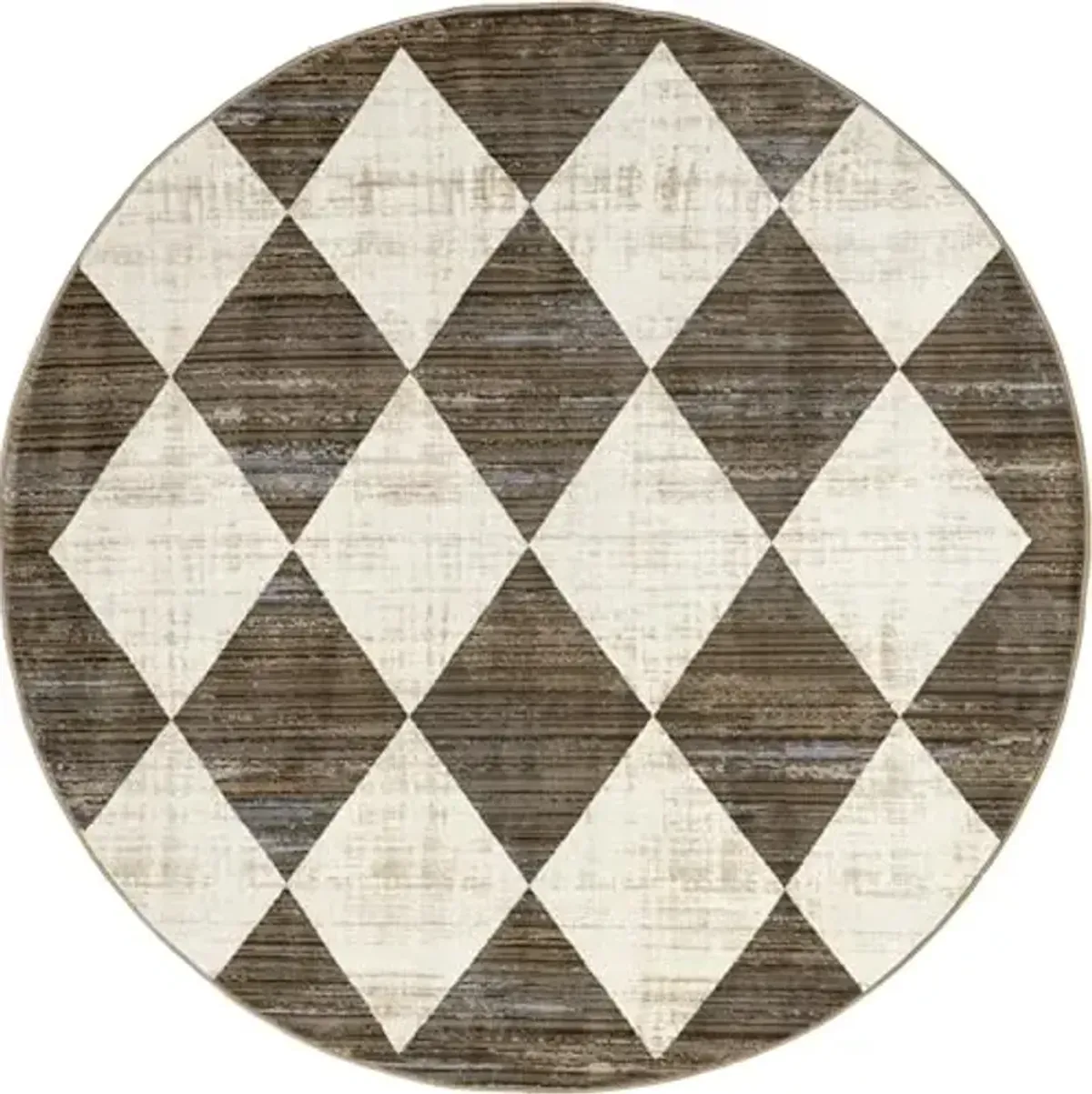nuLOOM Fringed Performance Meline Beige/Ivory, 6'4" Round, Checkered, Soft and Cozy, High Traffic, Stain Resistant, Easy Clean, Durable Area Rug for Bedroom, Living Room, Dining, Den, Foyer