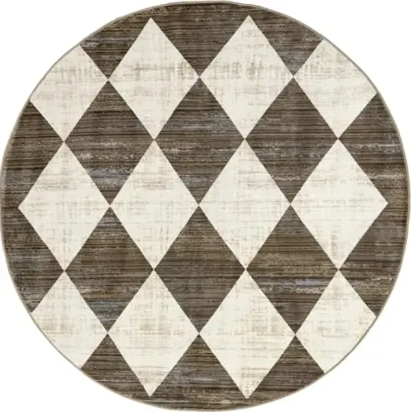 Nuloom Fringed Performance Meline Beige/Ivory, 6'4" Round, Checkered, Soft and Cozy, High Traffic, Stain Resistant, Easy Clean, Durable Area Rug for Bedroom, Living Room, Dining, Den, Foyer