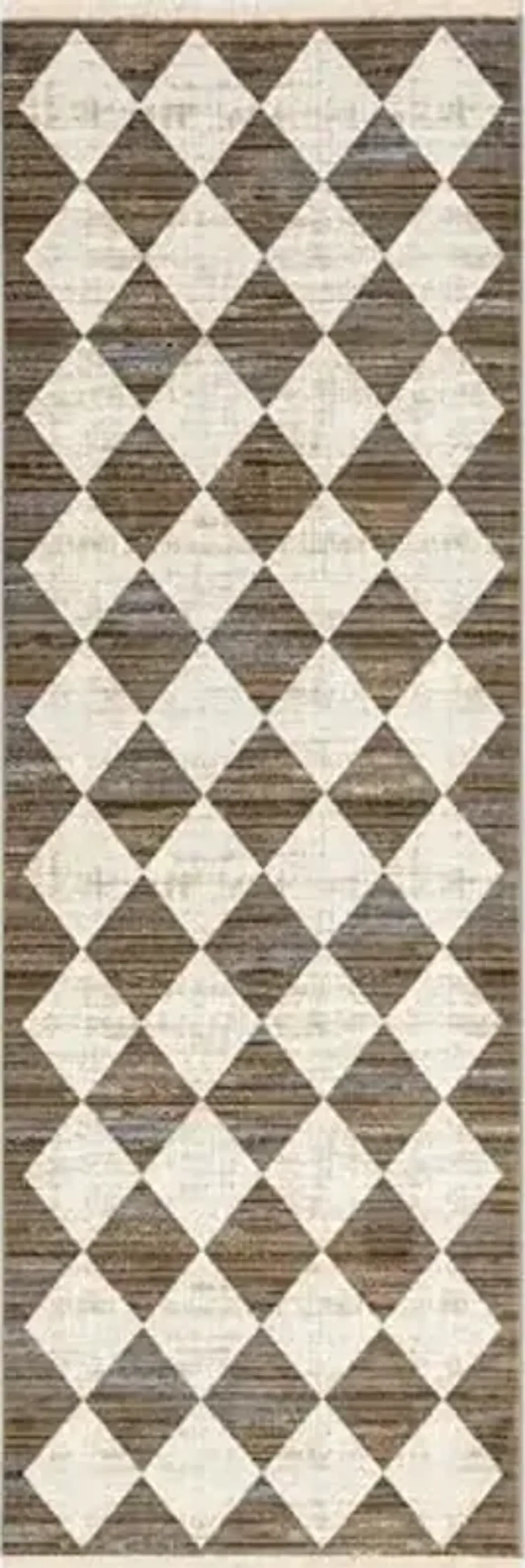 nuLOOM Fringed Performance Meline Beige/Ivory, 2'8" x 7'10", Checkered, Soft and Cozy, High Traffic, Stain Resistant, Easy Clean, Durable Runner for Bedroom, Living Room, Dining, Den, Foyer