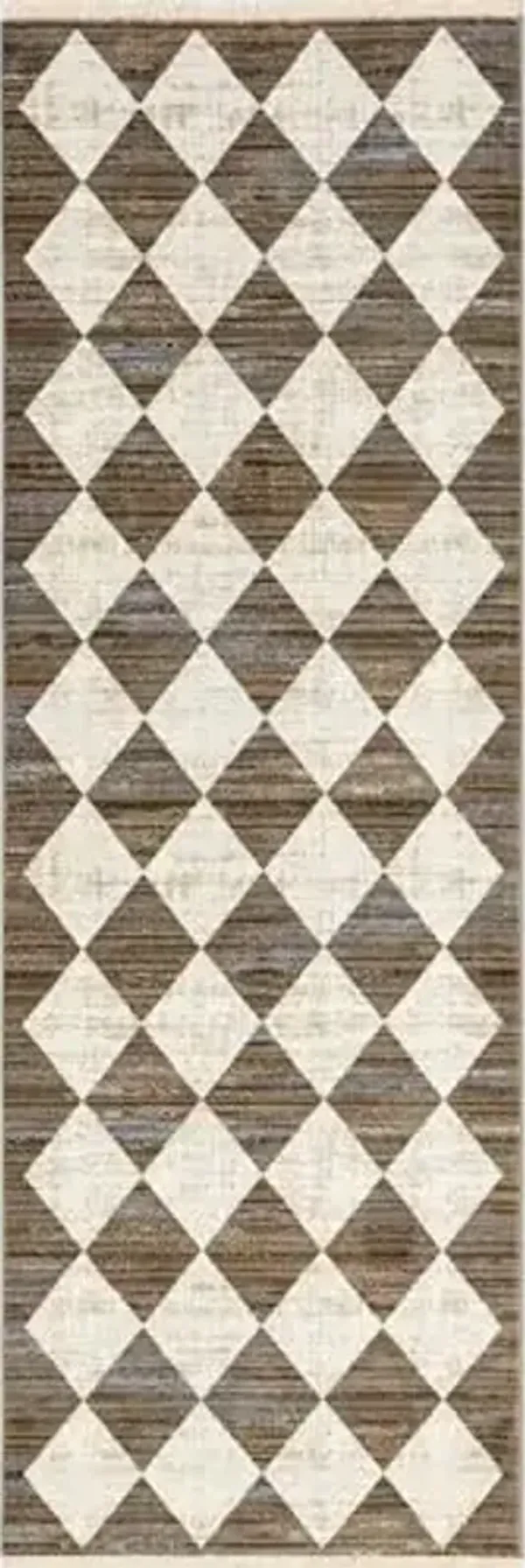 Nuloom Fringed Performance Meline Beige/Ivory, 2'8" x 7'10", Checkered, Soft and Cozy, High Traffic, Stain Resistant, Easy Clean, Durable Runner for Bedroom, Living Room, Dining, Den, Foyer