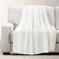 Lush Decor Super Cozy Ultra Soft Ribbed Faux Fur Throw Blanket, 60" x 50", White