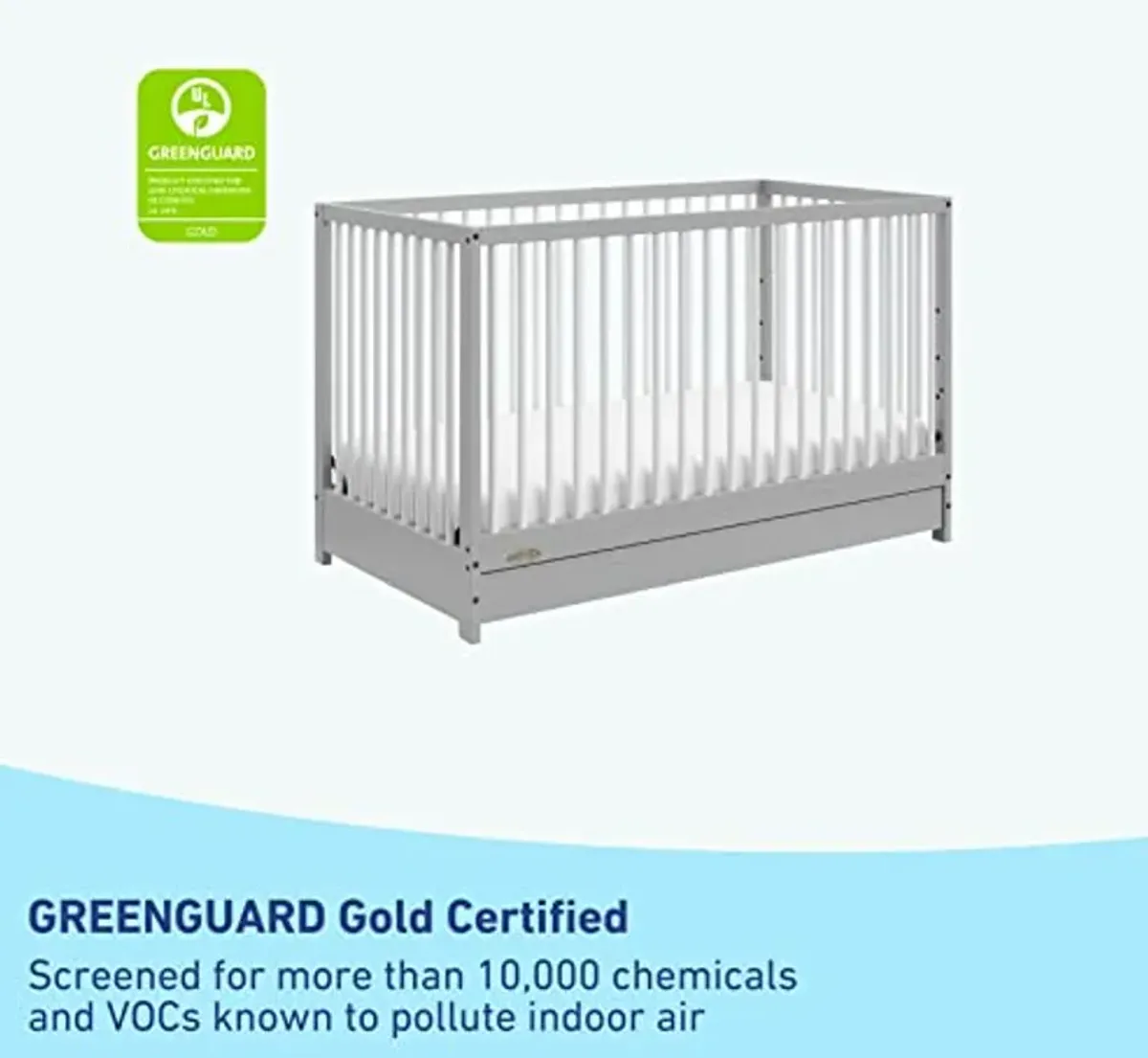 Graco Teddi Premium Nursery Starter Pack – 2-Piece Nursery Bundle with GREENGUARD Gold Certified Crib and Crib Mattress, Both Items GREENGUARD Gold Certified, Oeko-TEX Standard 100 Certified Mattress