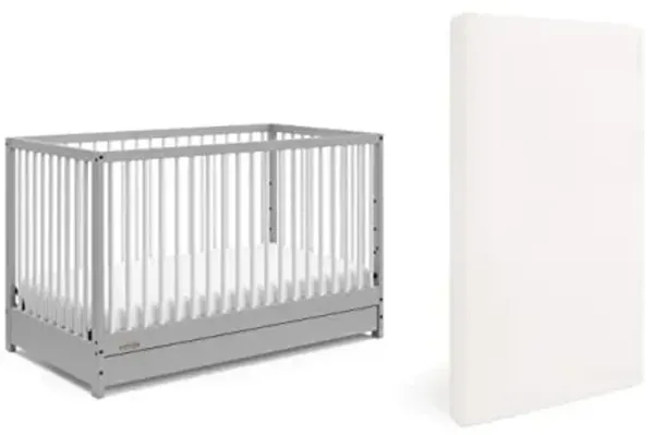 Graco Teddi Premium Nursery Starter Pack – 2-Piece Nursery Bundle with GREENGUARD Gold Certified Crib and Crib Mattress, Both Items GREENGUARD Gold Certified, Oeko-TEX Standard 100 Certified Mattress