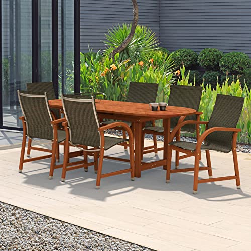 Amazonia Bahamas 7 Piece Oval Patio Dining Set Eucalyptus Wood