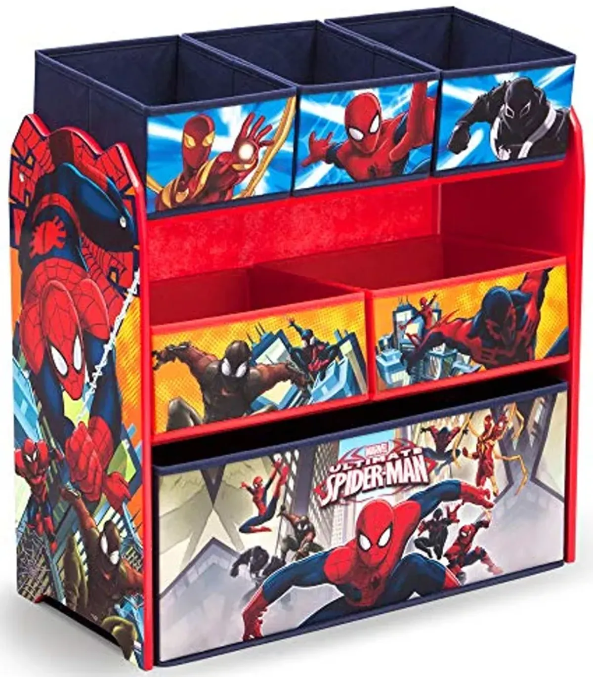 Delta Children 6 Bin Design and Store Toy Organizer - Greenguard Gold Certified, Spider-Man (Pack of 2)