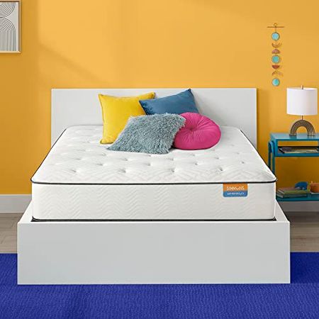Simmons Dreamwell Collection, 13.5 Inch Americus Full Size Traditional Mattress, Firm Feel, White, Gel Foam, Innerspring, Supportive, Cooling, CertiPUR-US Certified
