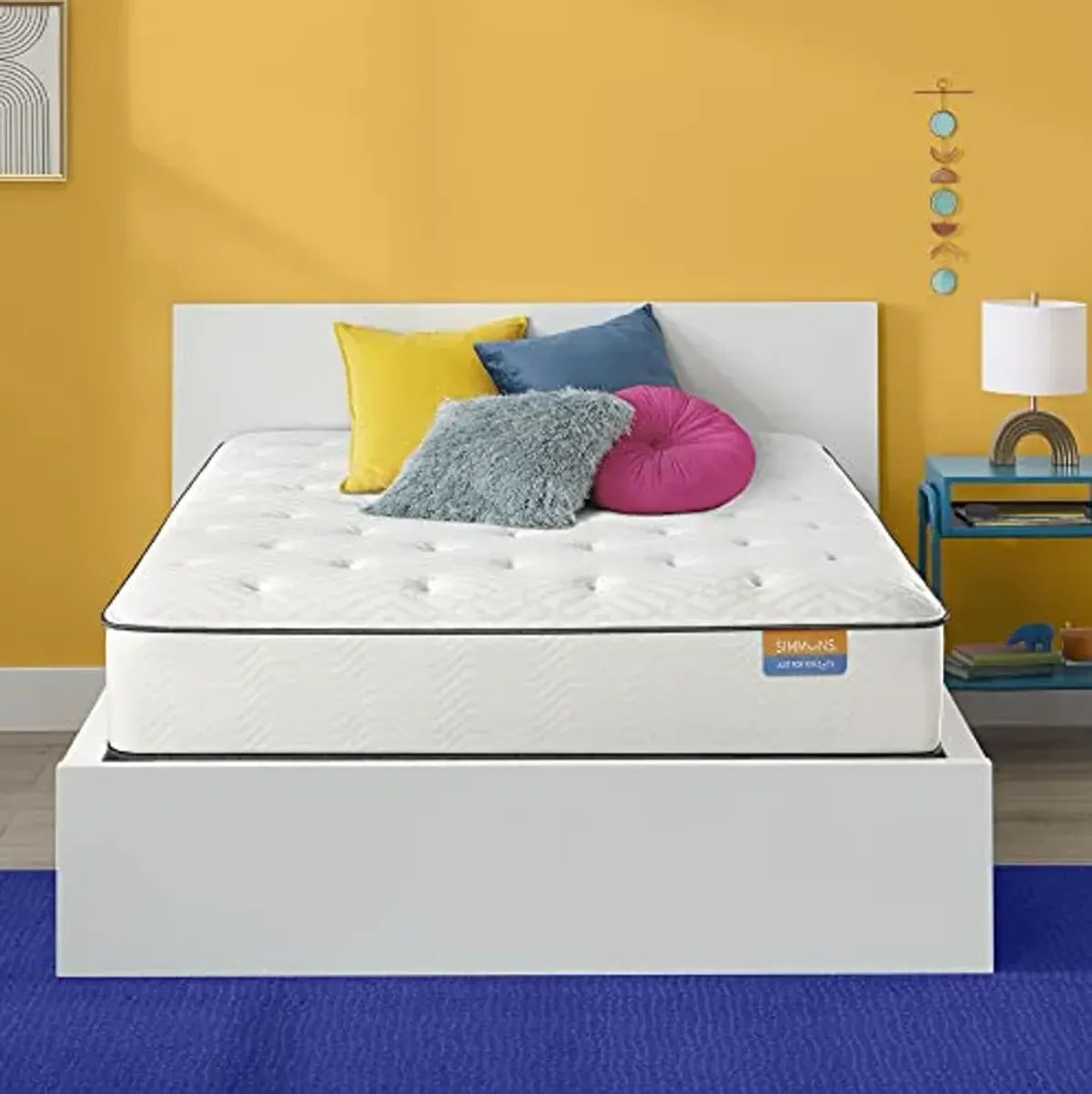 Simmons Dreamwell Collection, 13.5 Inch Americus Twin XL Size Traditional Mattress, Firm Feel, White, Gel Foam, Innerspring, Supportive, Cooling, CertiPUR-US Certified