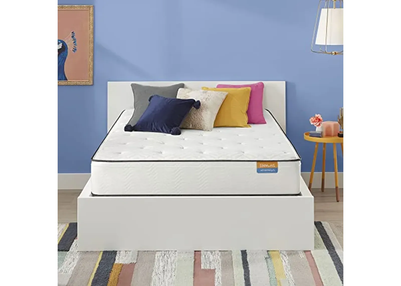 Simmons Dreamwell Collection, 11.5 Inch Alexandria Twin XL Size Traditional Mattress, Medium Feel, Euro Top, White, Gel Foam, Innerspring, Pressure Relief, Supportive, Cooling, CertiPUR-US Certified