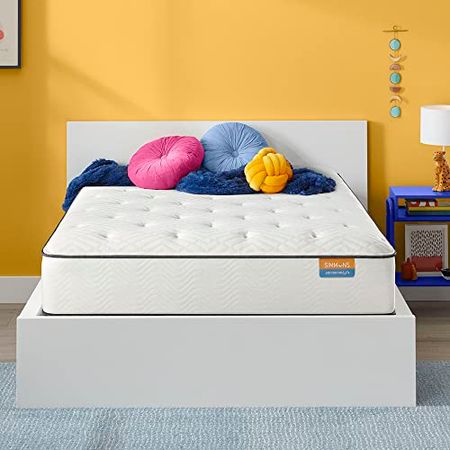Simmons Dreamwell Collection, 13.75 Inch Americus Twin XL Size Traditional Mattress, Plush Feel, White, Gel Foam, Innerspring, Supportive, Cooling, CertiPUR-US Certified