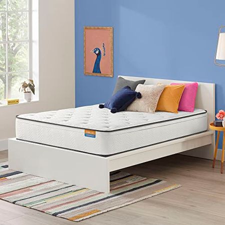 Simmons Dreamwell Collection, 11.5 Inch Alexandria Twin Size Traditional Mattress, Medium Feel, Euro Top, White, Gel Foam, Innerspring, Pressure Relief, Supportive, Cooling, CertiPUR-US Certified