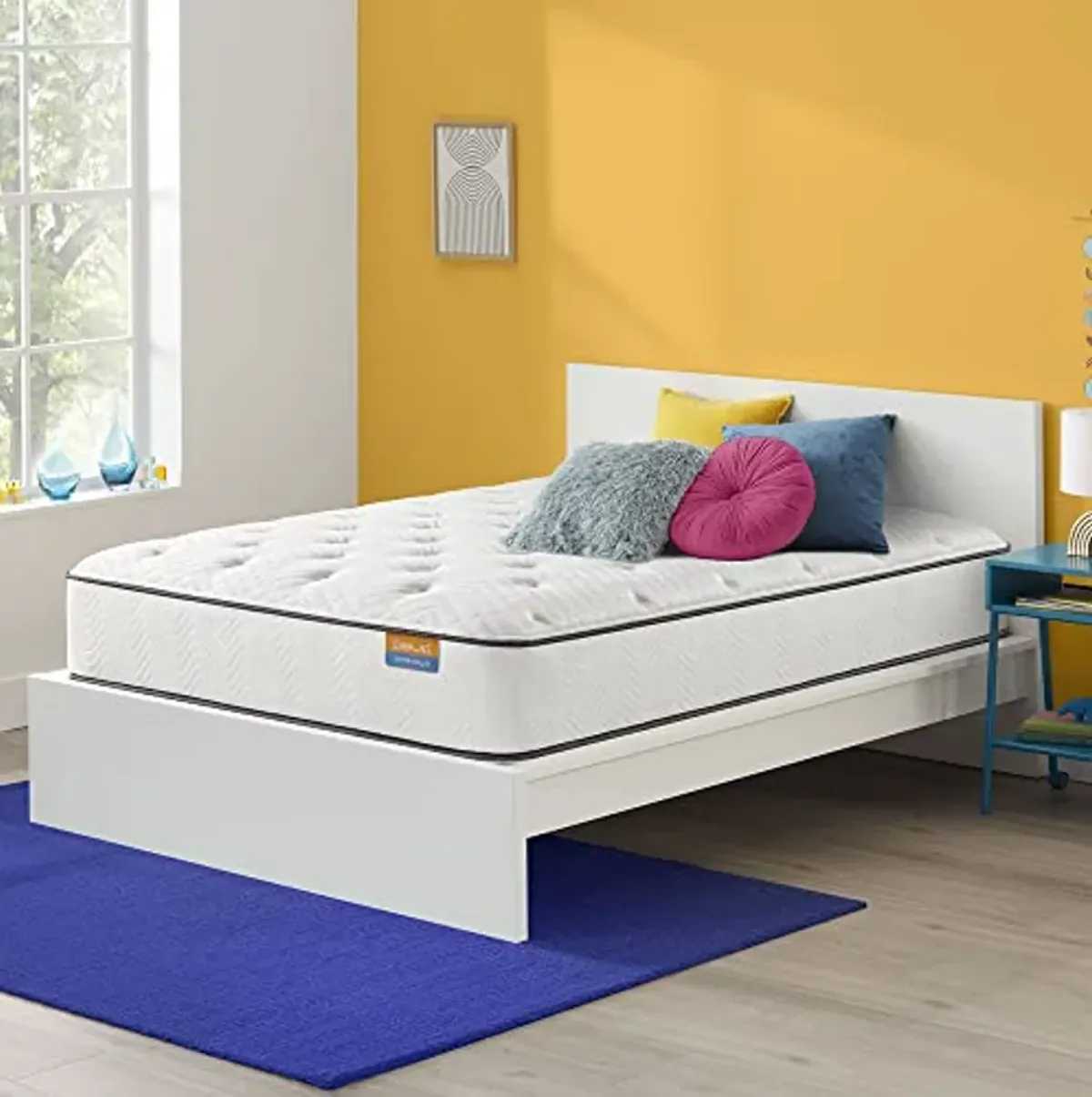 Simmons Dreamwell Collection, 12.75 Inch Alexandria Twin Size Traditional Mattress, Plush Feel, White, Gel Foam, Innerspring, Pressure Relief, Supportive, Cooling, CertiPUR-US Certified