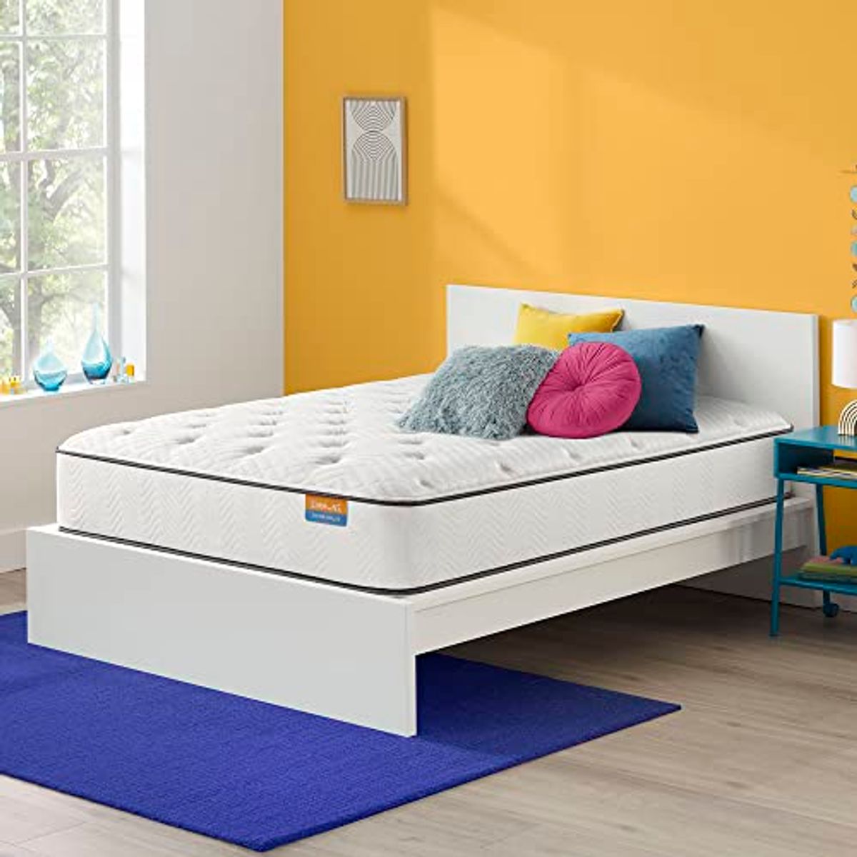 Simmons Dreamwell Collection, 12.75 Inch Alexandria Twin Size Traditional Mattress, Plush Feel, White, Gel Foam, Innerspring, Pressure Relief, Supportive, Cooling, CertiPUR-US Certified