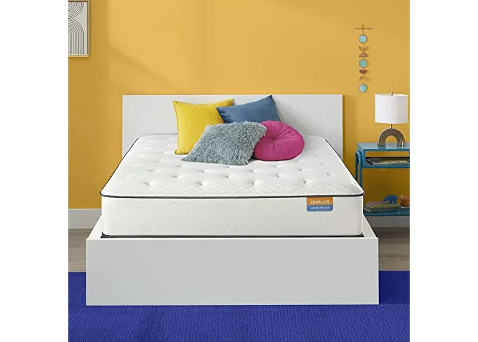 Simmons Dreamwell Collection, 12.75 Inch Alexandria Twin Size Traditional Mattress, Plush Feel, White, Gel Foam, Innerspring, Pressure Relief, Supportive, Cooling, CertiPUR-US Certified