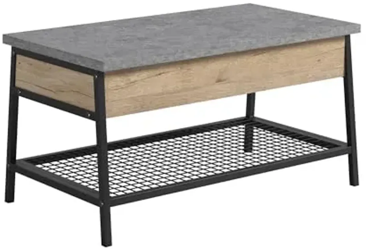 Sauder® Market Commons Lift-Top Coffee Table, 23"H x 35"W x 19"D, Prime Oak/Slate Gray/Black
