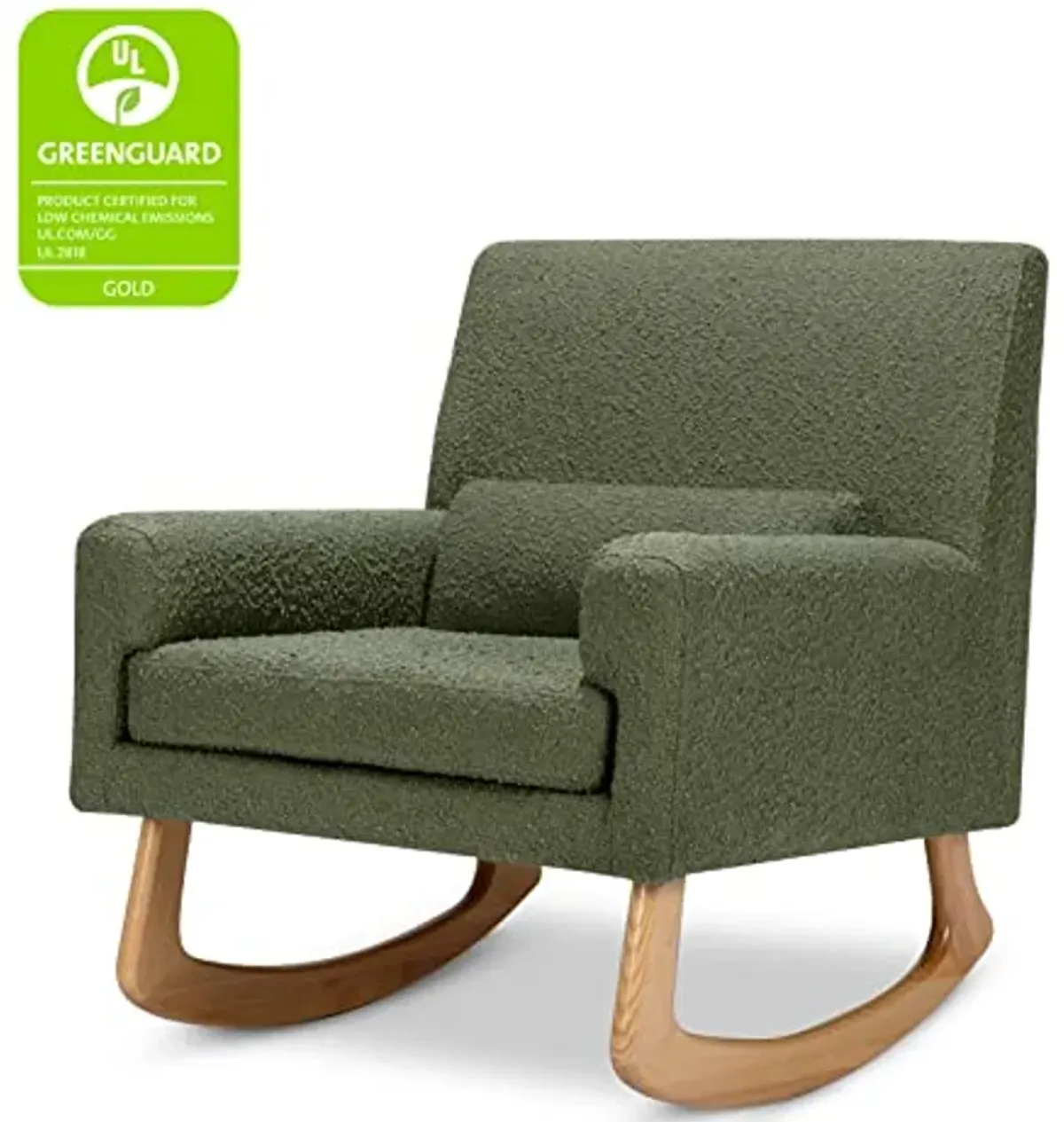 Nursery Works Sleepytime Rocker in Olive Boucle with Light Legs, Greenguard Gold and CertiPUR-US Certified