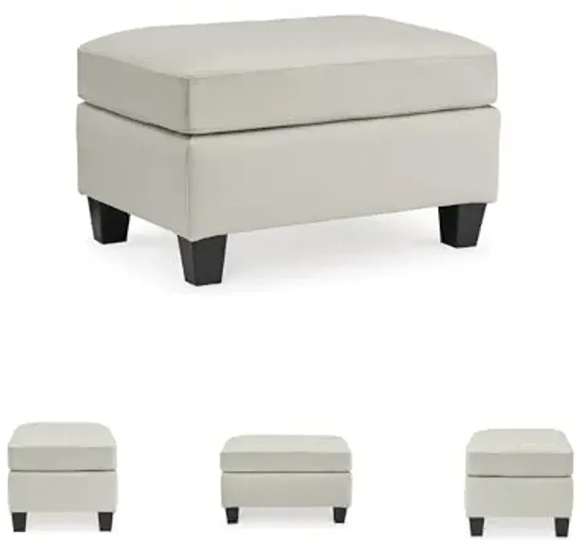 Signature Design by Ashley Genoa Contemporary Chic Leather Ottoman, Cream