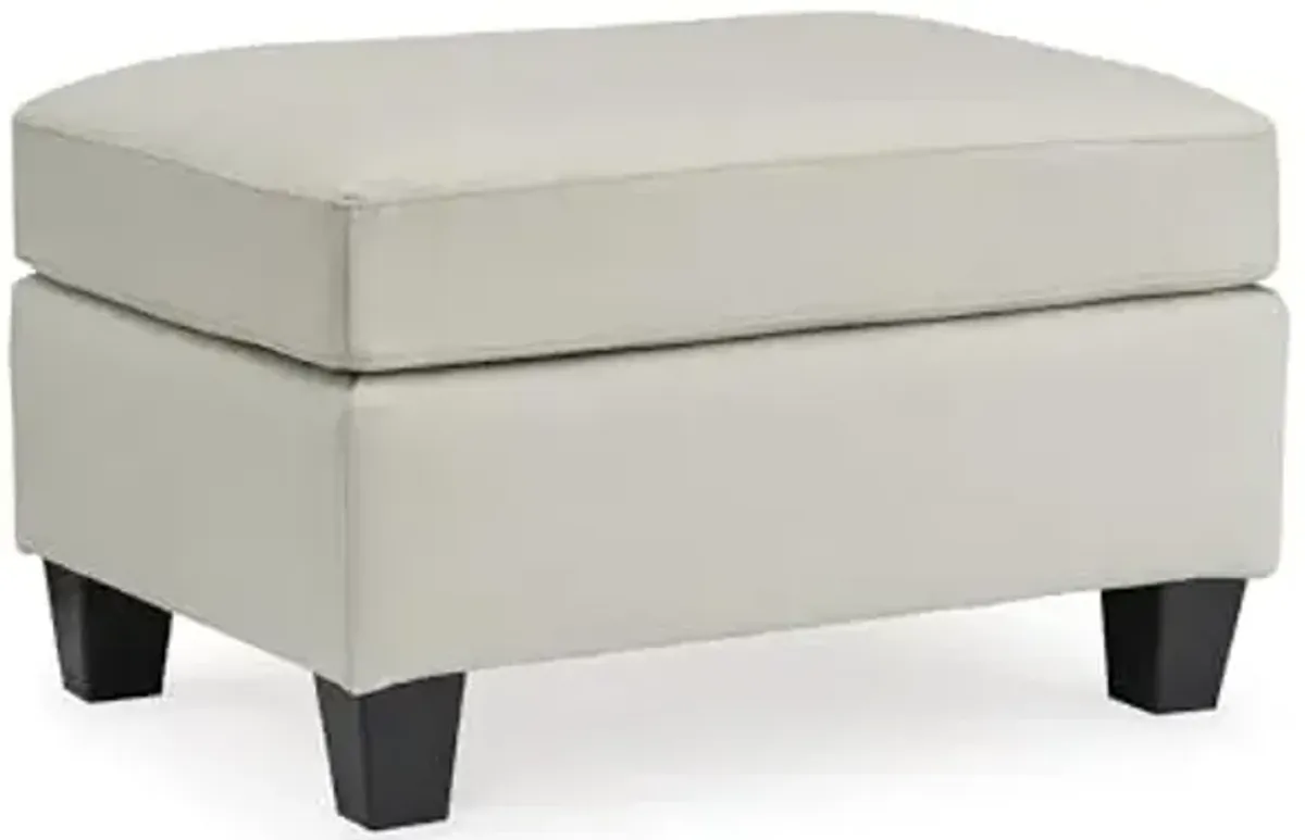 Signature Design by Ashley Genoa Contemporary Chic Leather Ottoman, Cream