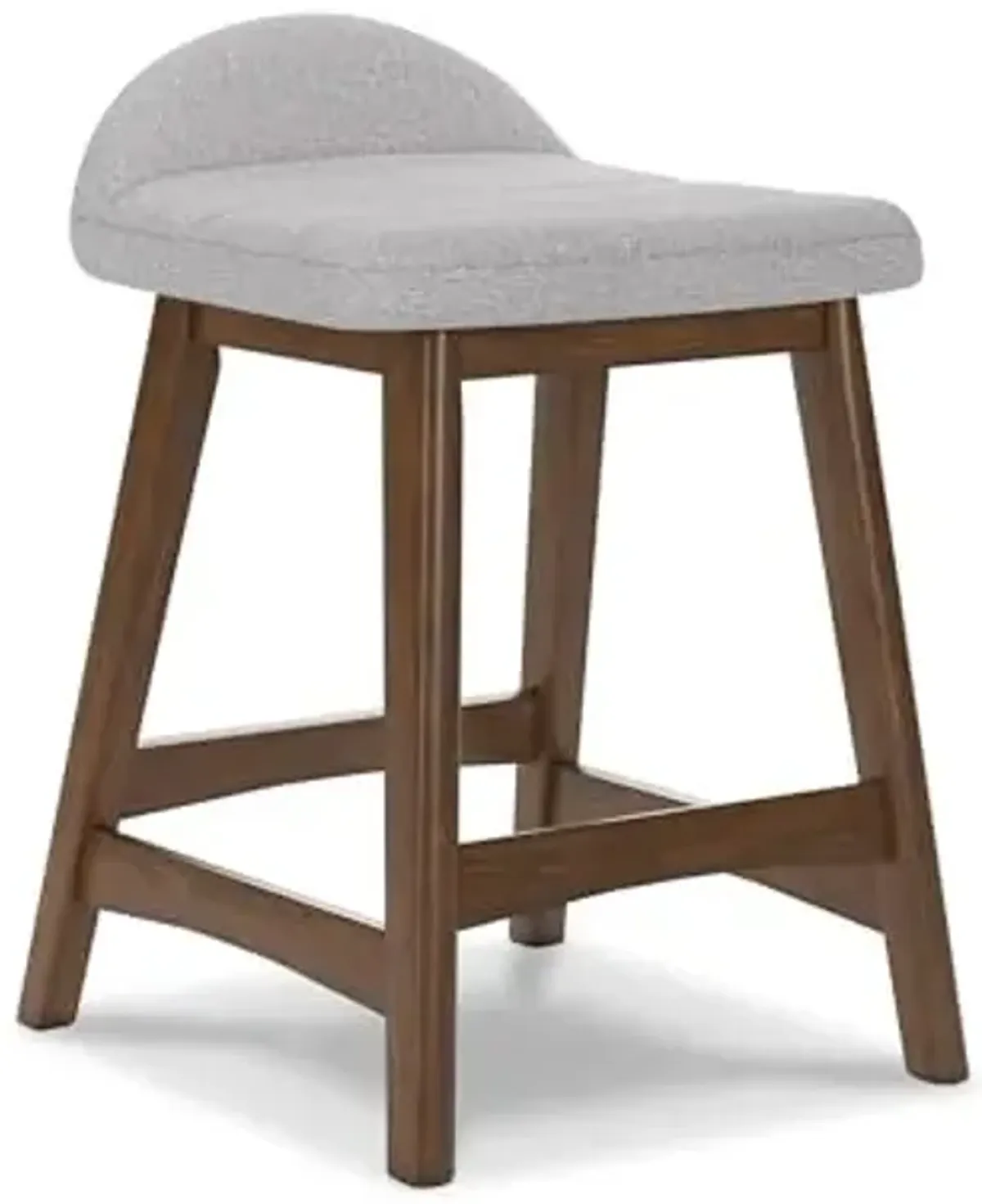 Signature Design by Ashley Lyncott Contemporary Counter Height Upholstered Bar Stool with Foam Cushion, Set of 2, Fabric Upholstery, 24.25", Light Gray & Brown