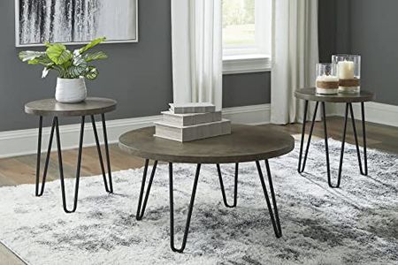 Ashley Furniture Hadasky Wood Occasional Table Set in Gray and Black