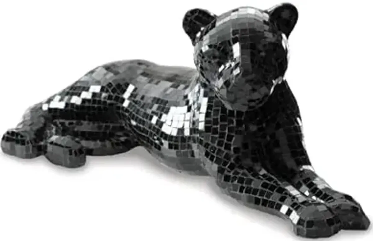Signature Design by Ashley Drice Contemporary Panther Mosaic Glass & Paper Composite Sculpture, Black