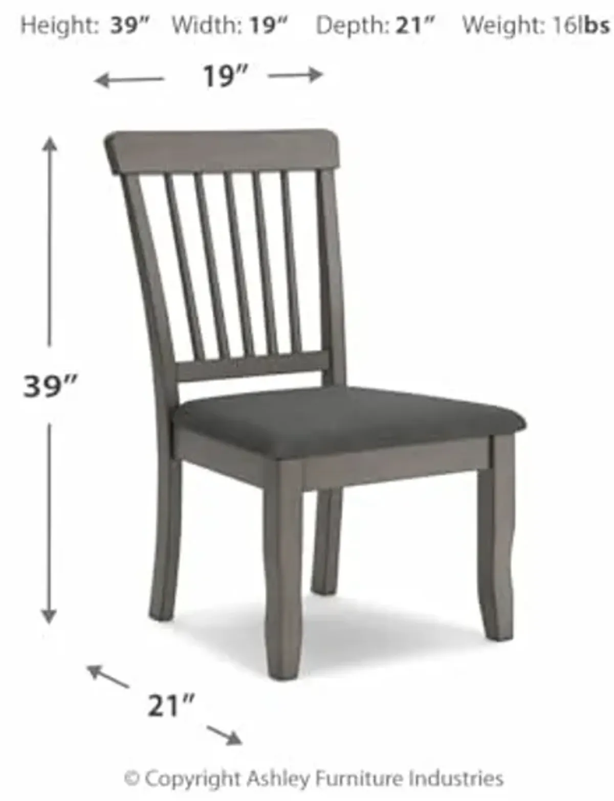 Signature Design by Ashley Shullden Casual Dining Room Side Chair with Spindle Back, 2 Count, Gray