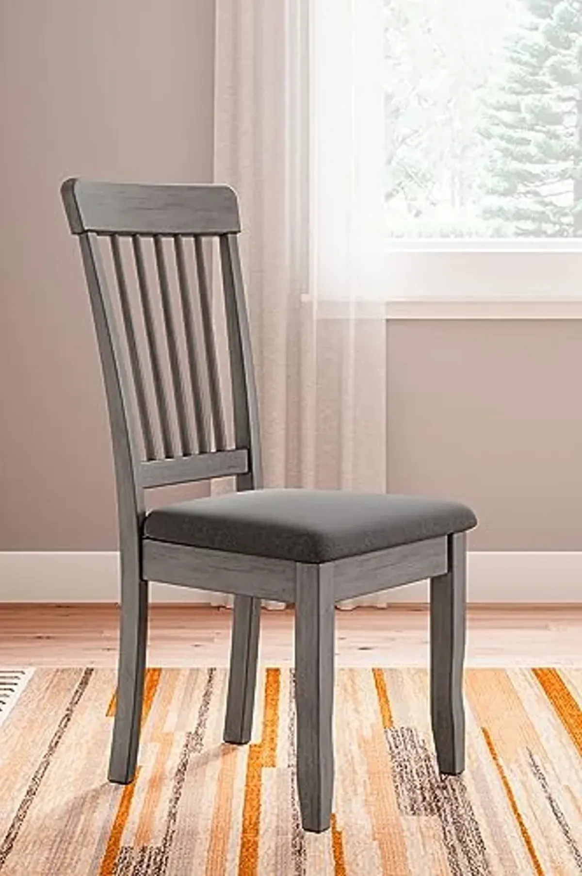 Signature Design by Ashley Shullden Casual Dining Room Side Chair with Spindle Back, 2 Count, Gray