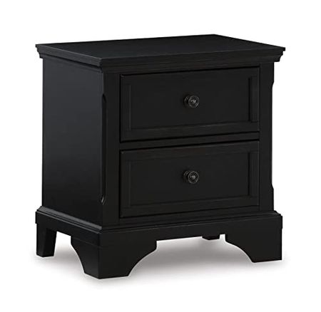 Ashley Furniture Chylanta 2-Drawer Wood Nightstand in Black & Gray