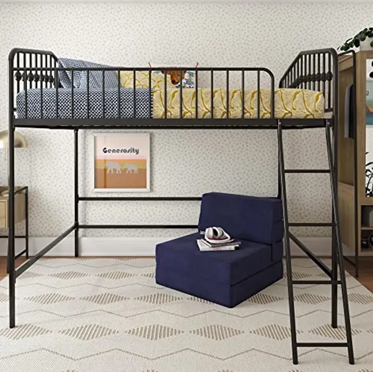 Novogratz Bushwick Metal Full Loft Bed, Black