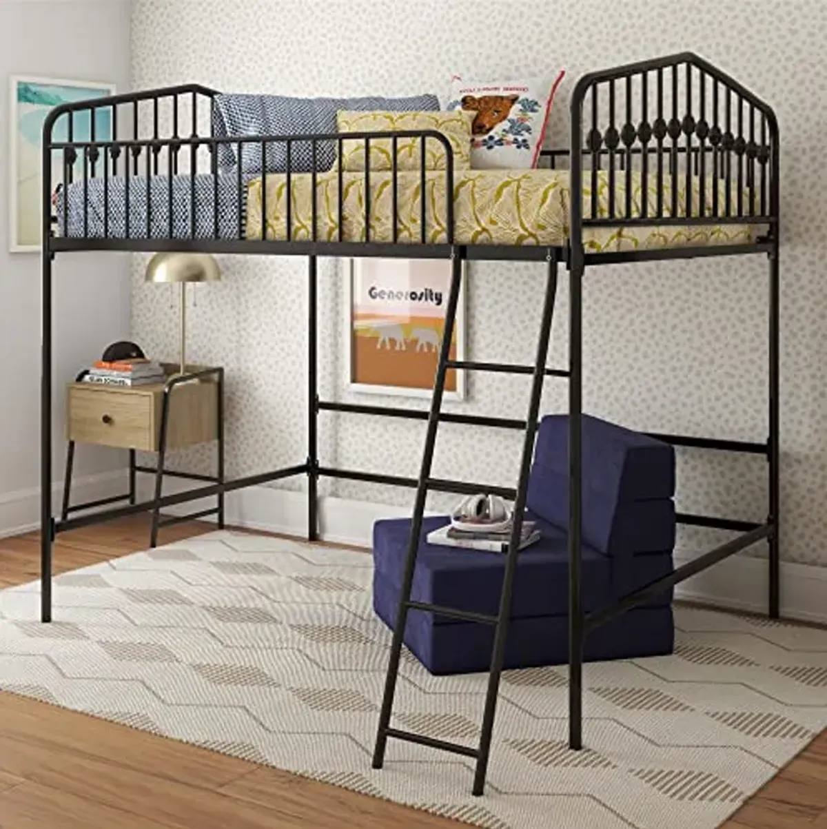 Novogratz Bushwick Metal Full Loft Bed, Black