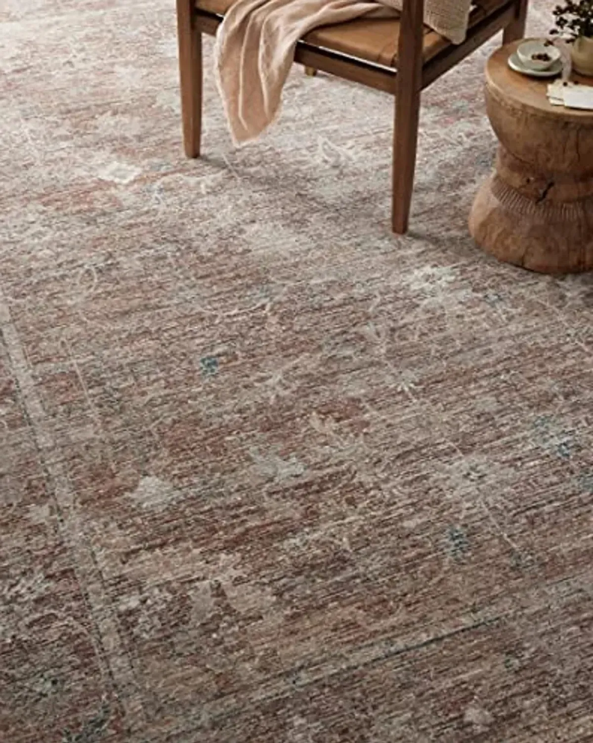 Loloi Magnolia Home by Joanna Gaines Millie Collection MIE-04 Brick/Fog 2'-3" x 3'-10", .25" Pile Height, Accent Rug