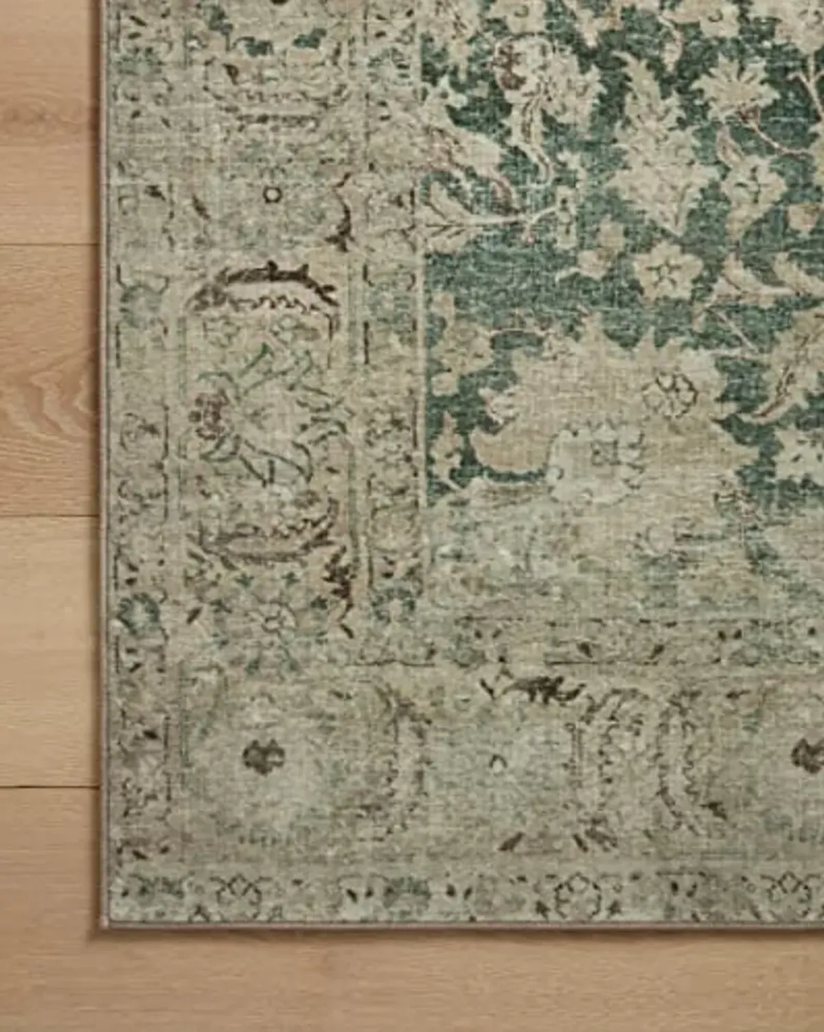 Loloi Magnolia Home by Joanna Gaines Sinclair Collection SIN-05 Jade/Sand 5'-0" x 7'-0", .25" Pile Height, Machine Washable, Area Rug